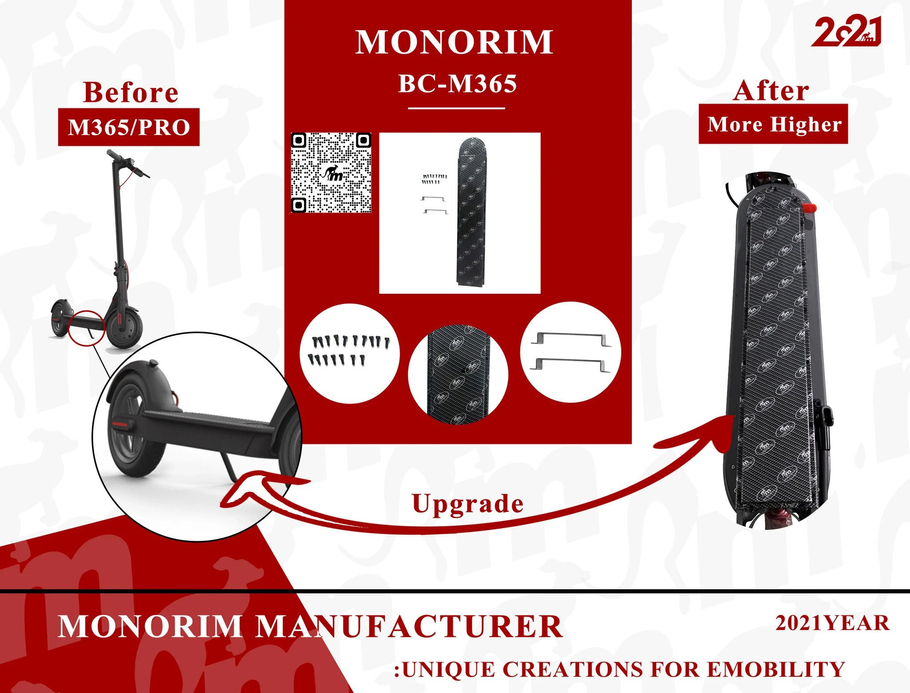 Batterideksel 48V Extender Monorim for Xiaomi M365/Pro